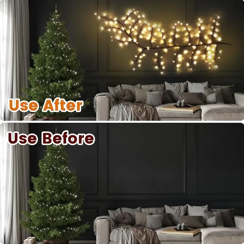 1pc solar 96 led willow vine wall lamp 8 lighting dimmable artificial plant branches fairy lights with lithium battery warm white for indoor outdoor garden patio holiday decor commercial street use solar garden lights Product details 4