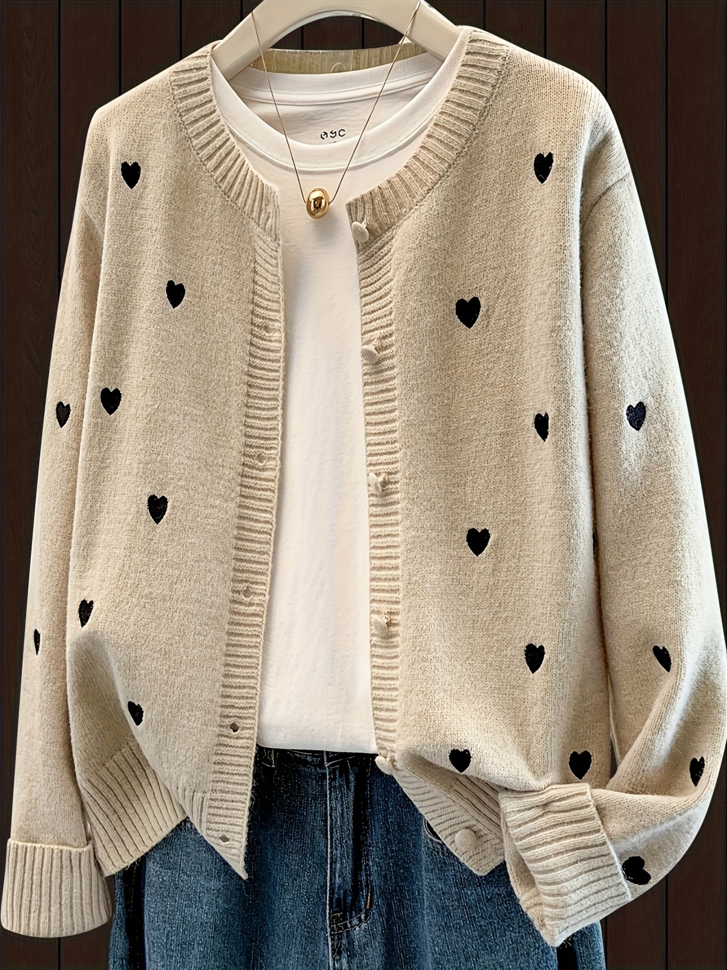 カーディガン katie WINTER HEARTS heart cardigan CHICWISH Women 3D Heart Open Front Cardigan Sweaters V-Neck Casual