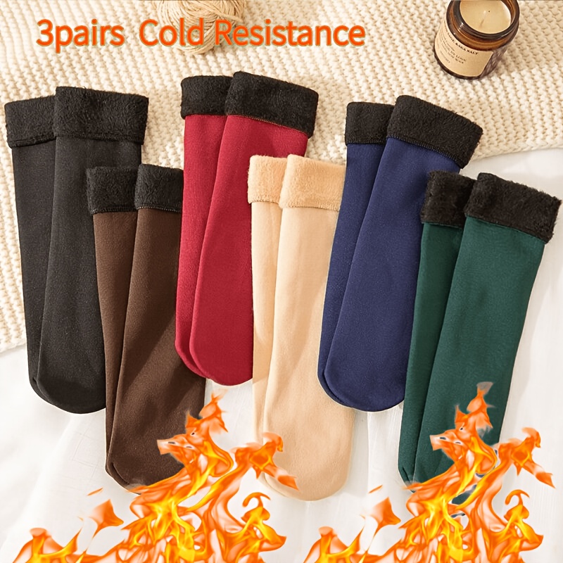 TEMU 3 Pairs Thick, Fluffy, Warm Men's Winter Socks, Suitable For , -10°c/14°f , Comfortable And Soft, Breathable And Elastic, Unisex, Random Colors,