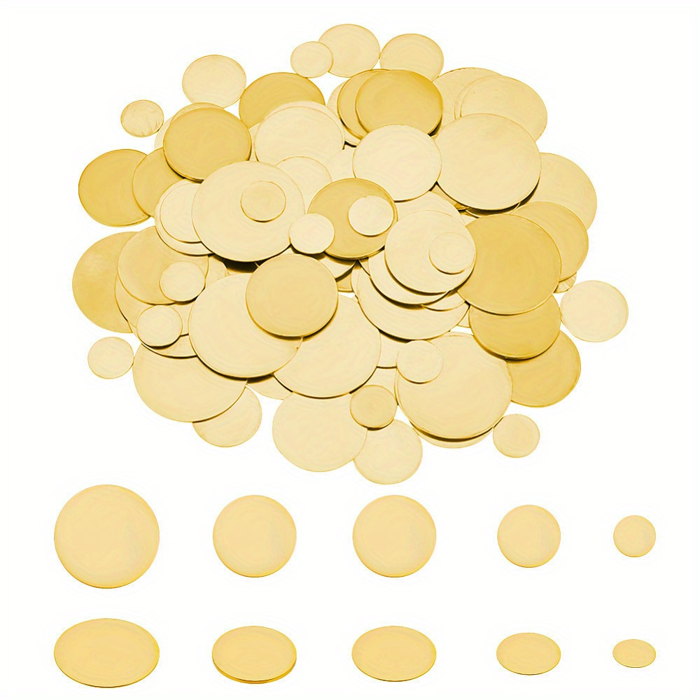 assorted brass charms jewelry making mixed sizes flat round Temu