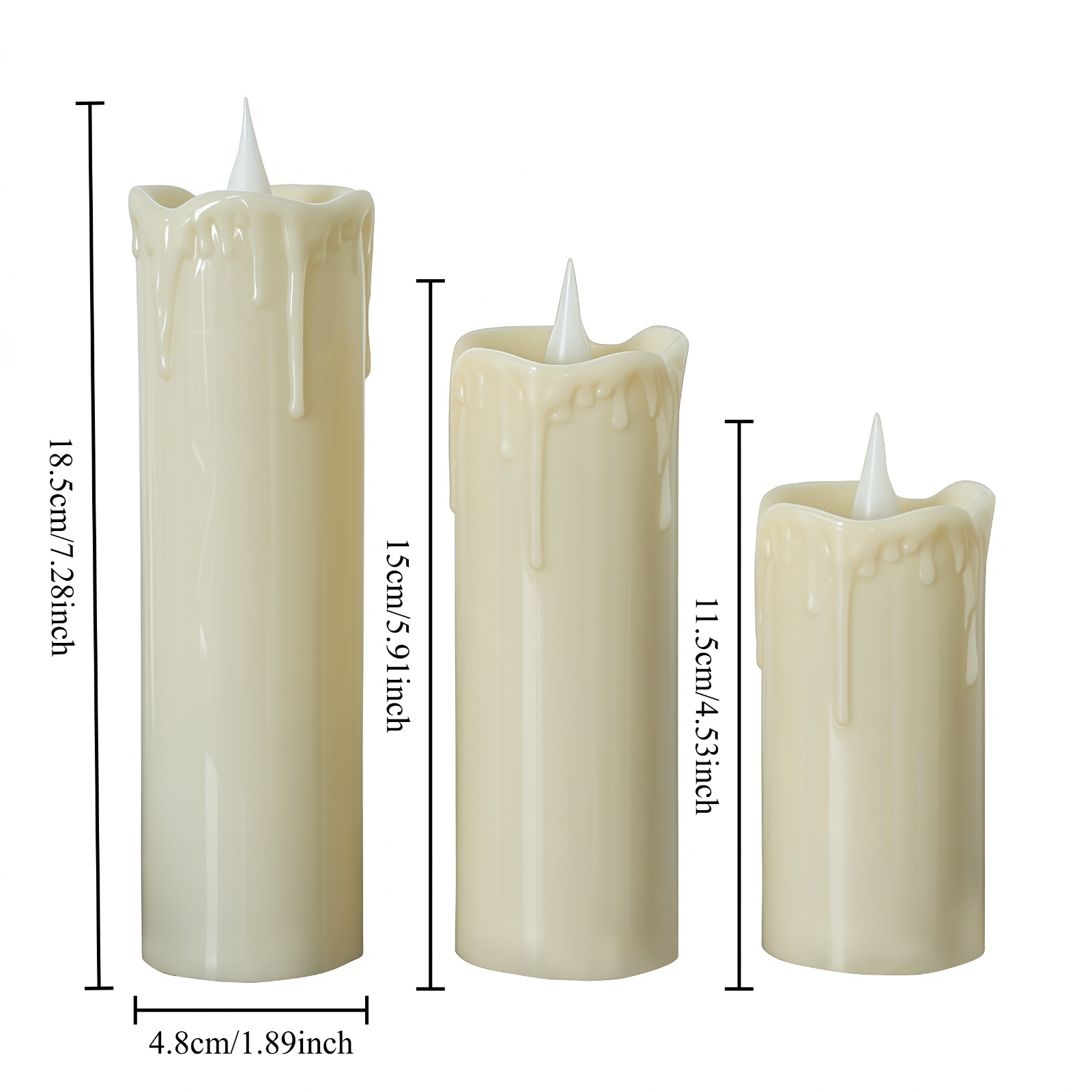 Image of Led Flameless Pillar Candle Set With Remote Control Realistic Warm White Flickering Light Battery Operated For Home Wedding Party Festival Bedroom Decor