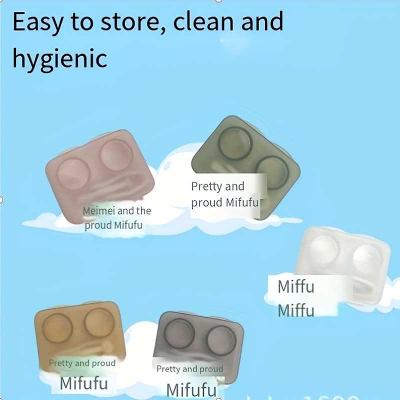Portable Transparent Contact Lens Case with Transparent Lenses - Candy Color Dual Lens Companion Case, No-Removal Lid, Battery-Free & Easy-Clean Design for On-the-Go Vision Care, Simple Integrated Design, No-Removal Lid Design