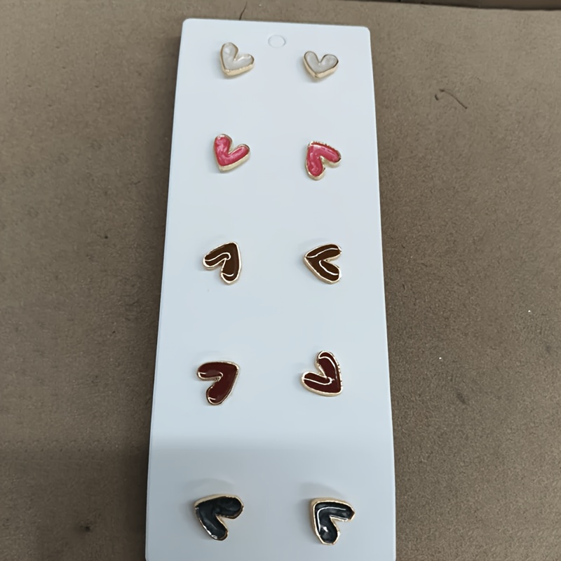 TEMU 10pcs Valentine's Sweet All-match Colorful Irregular Heart Stud Earrings Set