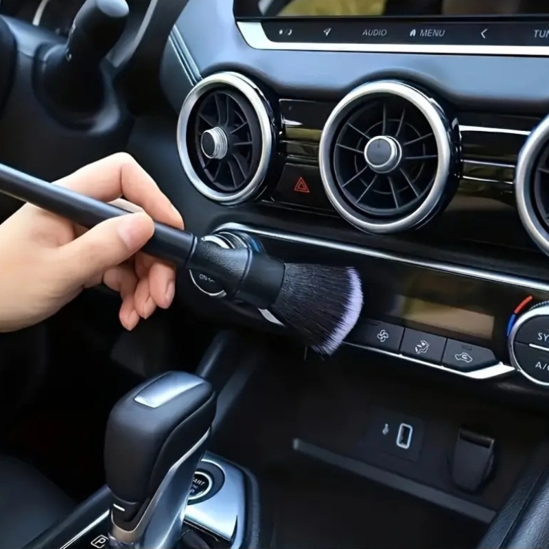 1pc Car Interior Detail Brush, Home Cleaning Dusting Brush, Computer Keyboard Jewelry Dusting Cleaning Brush, Soft Bristle Cleaning Brush, Dust Removal Tool, Car Interior Cleaning Brush, Car Dashboard Dusting Brush, No Battery Required, Plastic Material