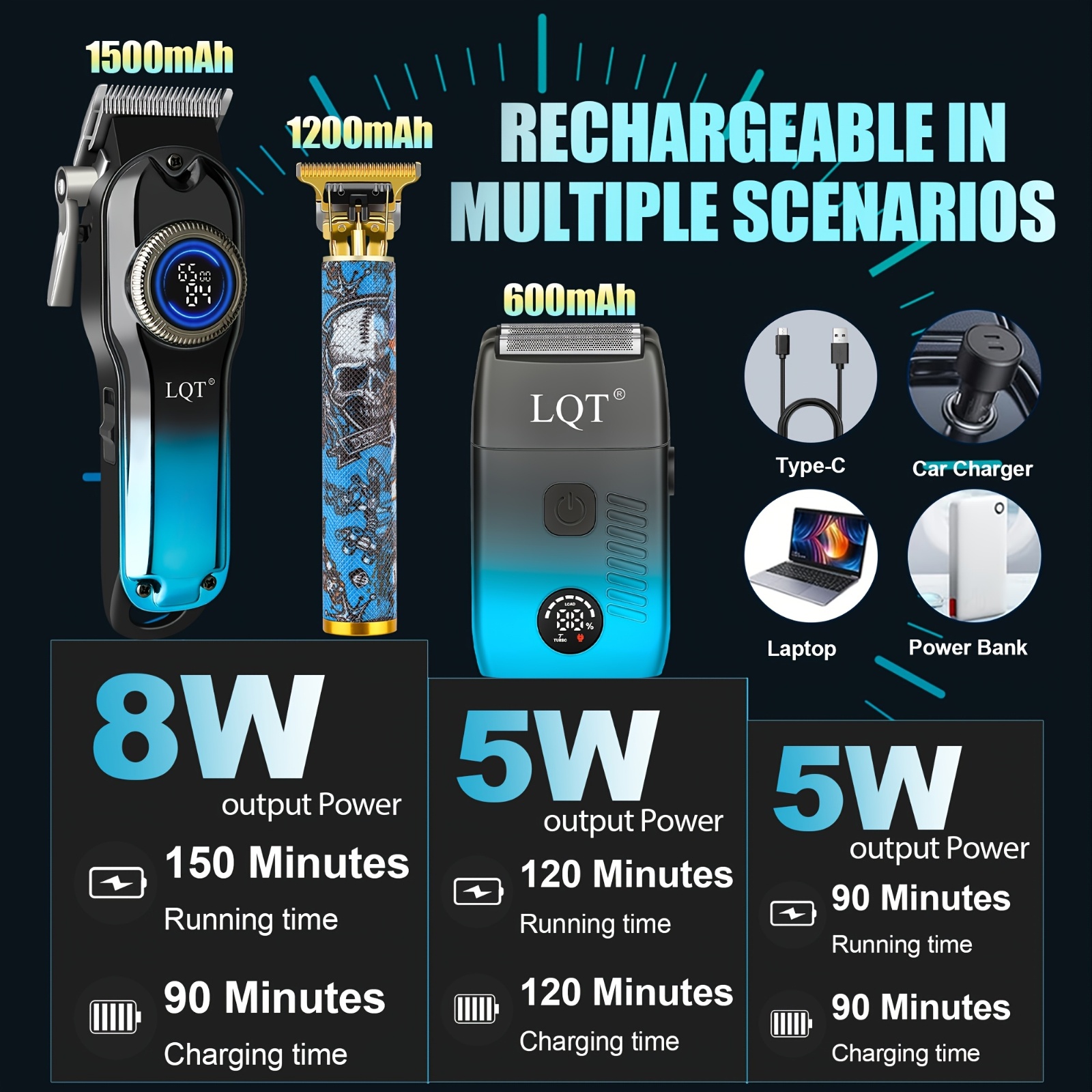 LQT 3-delige Elektrische Professionele Heren Tondeuse