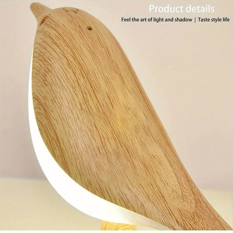 1pc art bird led table lamp 3 level adjustable touch controlled night light rechargeable lithium battery plastic freestanding desk lamp with usb cable animal theme for room types maple leaf color Product details 5