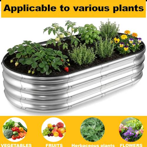 1 2 sets galvanized raised garden bed 4 by 2 feet oval lightweight metal planter boxes outdoor with easy assembly rust resistant