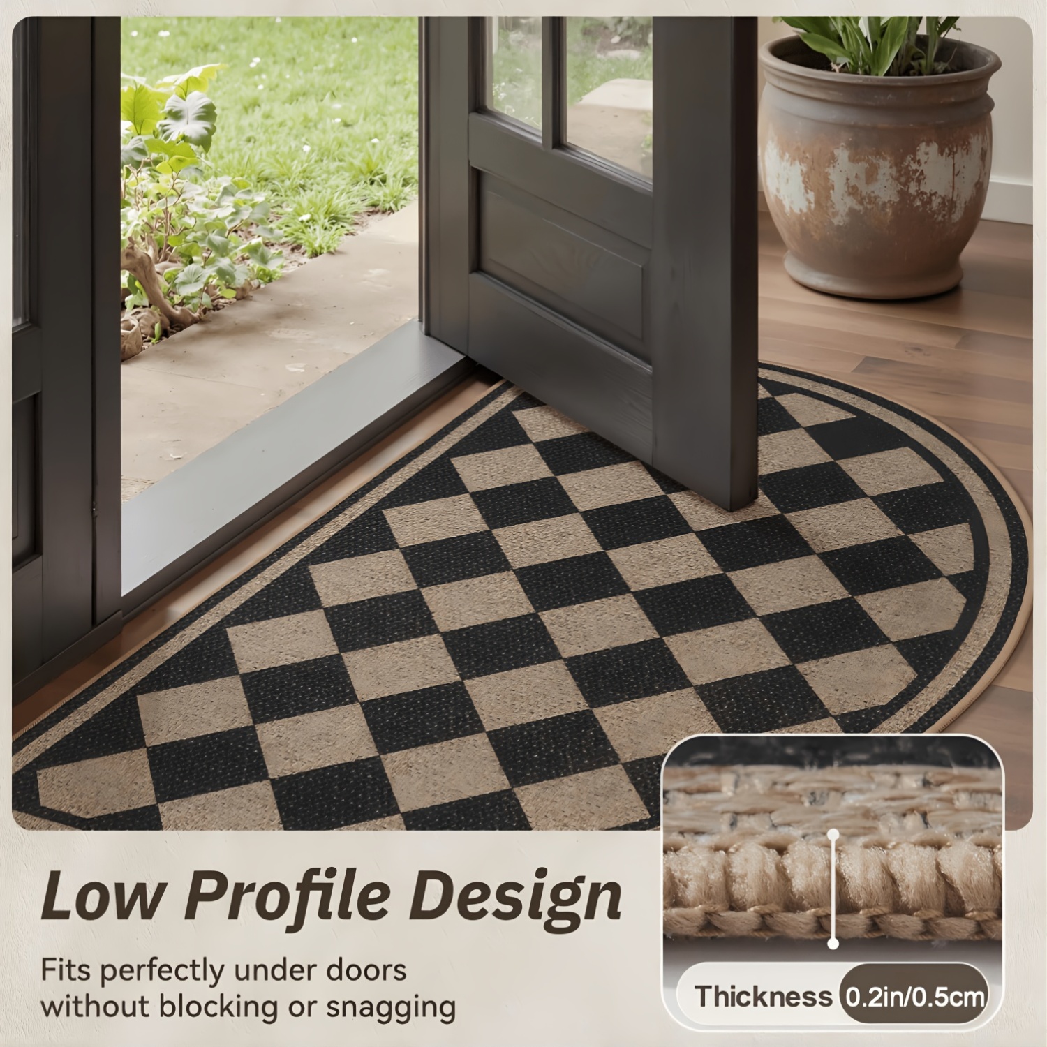 Non-Slip Semicircular Front Door Mat, Absorbent Welcome Mat