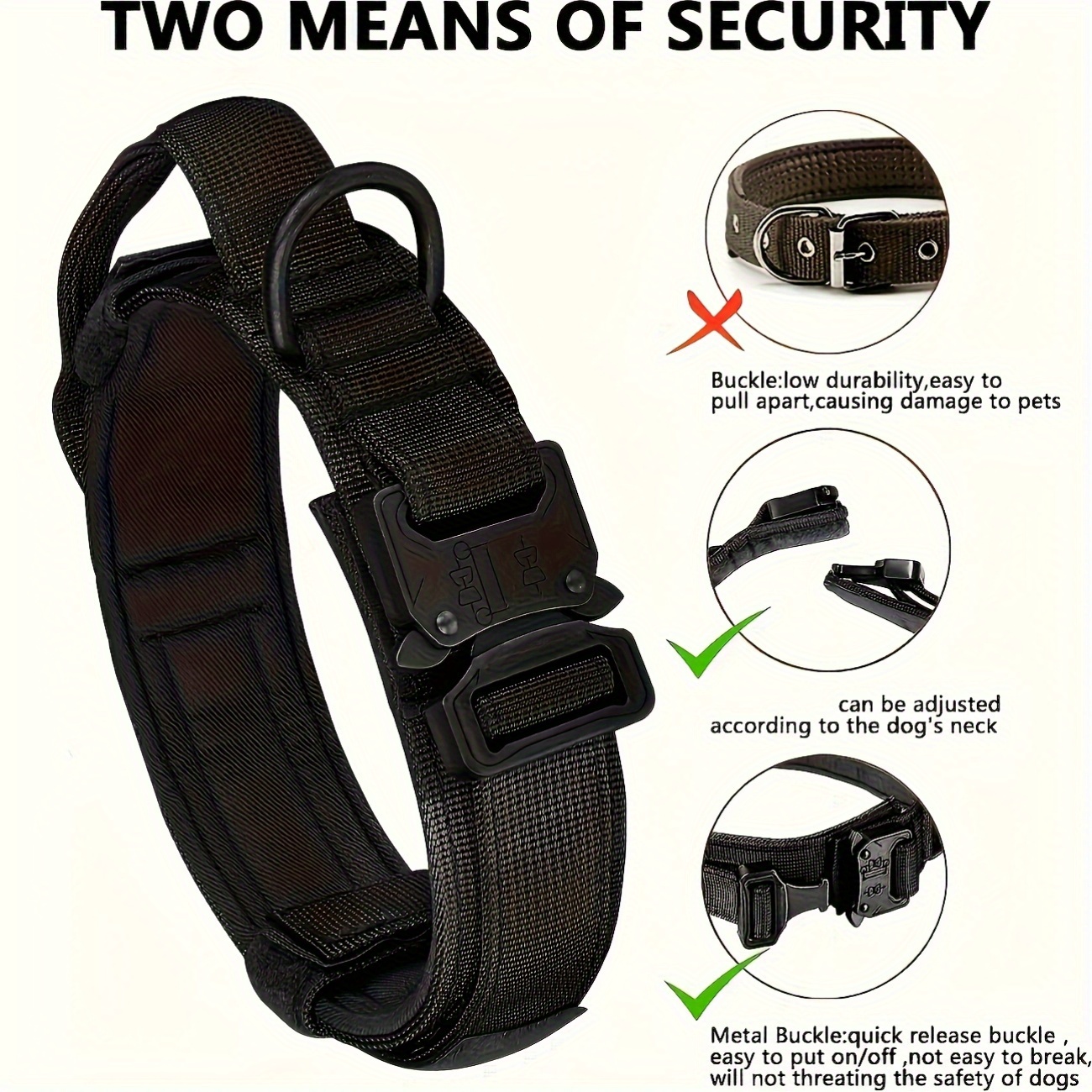 Tactical Style Dog Collar Set with Shock-Absorbing Leash