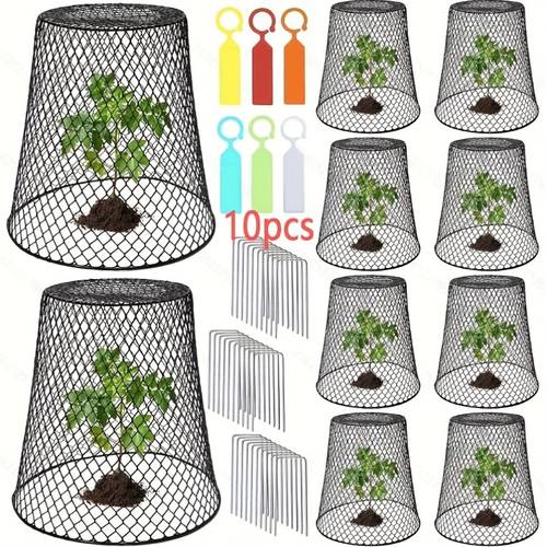 10pcs chicken wire cloche plant covers garden netting metal heavy duty plant protectors from animals for keeping bunnies chicken squirrels birds other out 9 13 9 13in