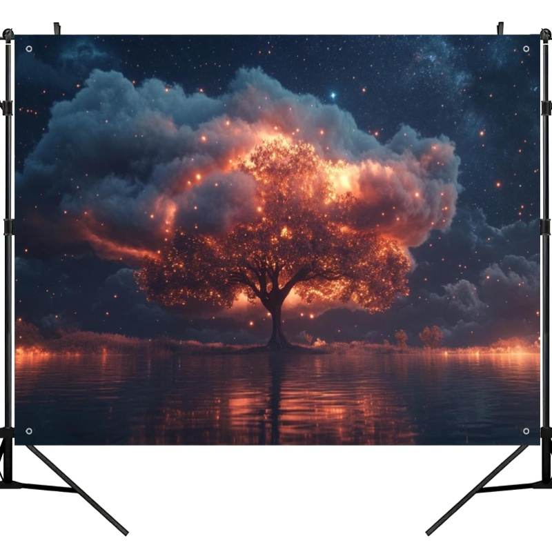 photography studio backdrop featuring surreal glowing trees Temu