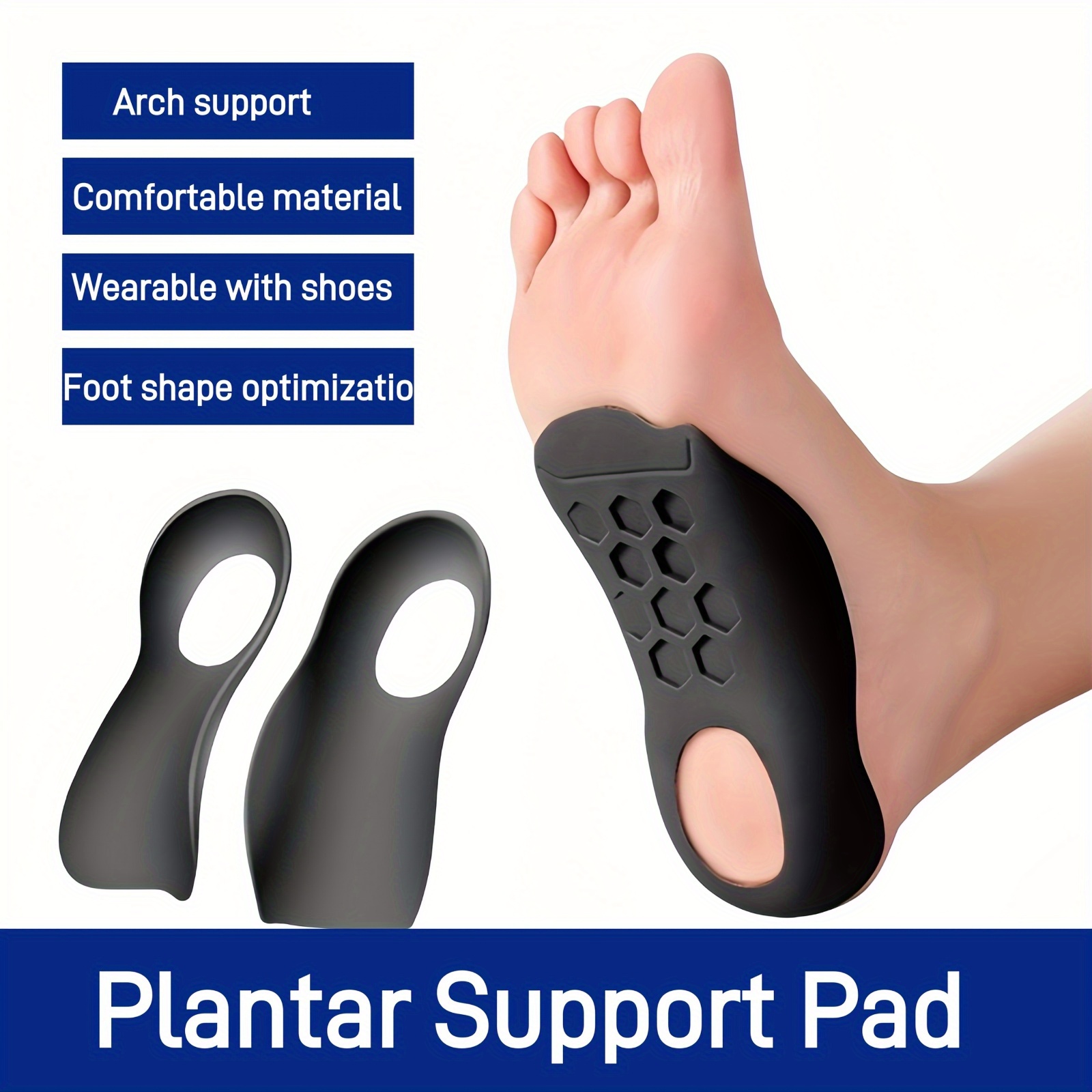item picture A Set of Plantar Support Pads Designed to Provide Arch Support, Featuring Shock Absorption And Cushioning for a Comfortable Fit That Can Be Used with Footwear