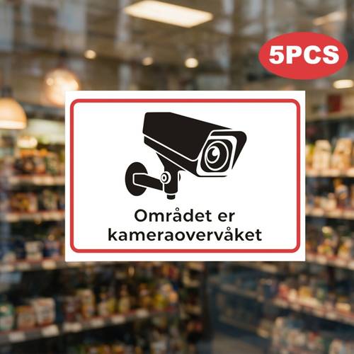elementbilde 5 stk. sikkerhetsvarsler, videoovervåking-klistremerker, kan plasseres på gang, kontorinnganger, postkasser, vinduer, garasjer, dørskilt, ., 5, ,1 tommer