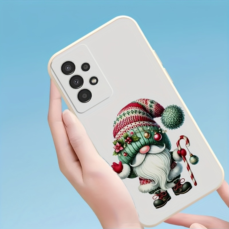telefoonhoesje - deze telefoonhoes is compatibel met diverse samsung galaxy modellen, waaronder a14, a16, a24 en enkele anderen. het heeft een wit, zacht shell-ontwerp met een feestelijk   kerstfeest thema, inclusief kerstman, rendier en een spar.