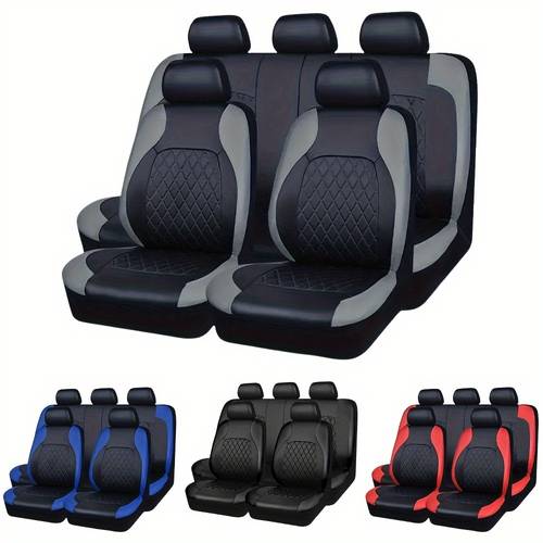 universal faux leather car seat covers full set car seat covers full set front seats and rear bench universal fit 5 seat covers for suv automotive truck for jeep for scratch proof car accessories for men and women