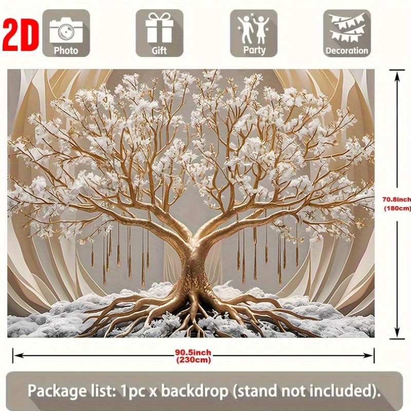 White Tree Of Life Wall Tapestry For Living Room And Party Decor_voghion.com