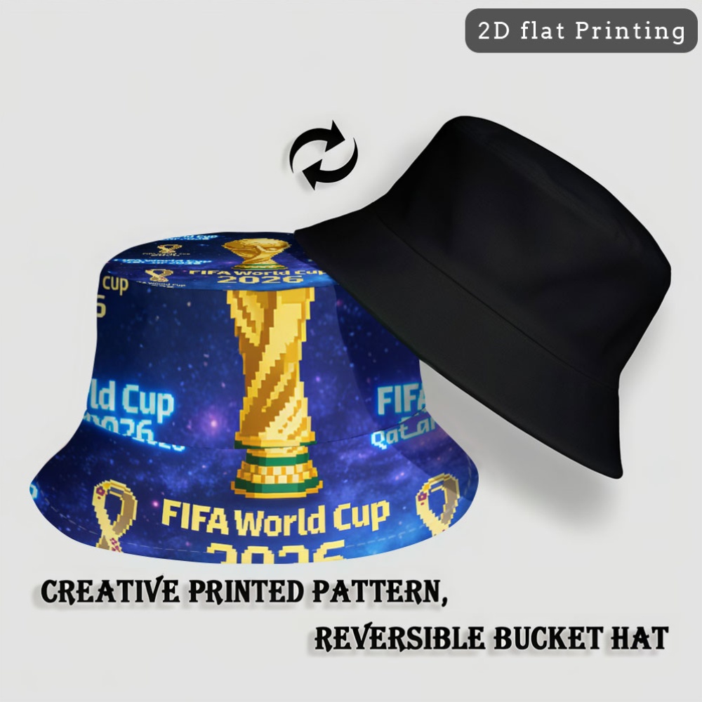 1pc FIFA World Cup Fisherman'S Hat - A Must-Have for Trendy Street Style Icons, This Eye-Catching Design Is Unique And Stylish, a Must-Have for Trendy Men, And a Perfect Gift for Couples