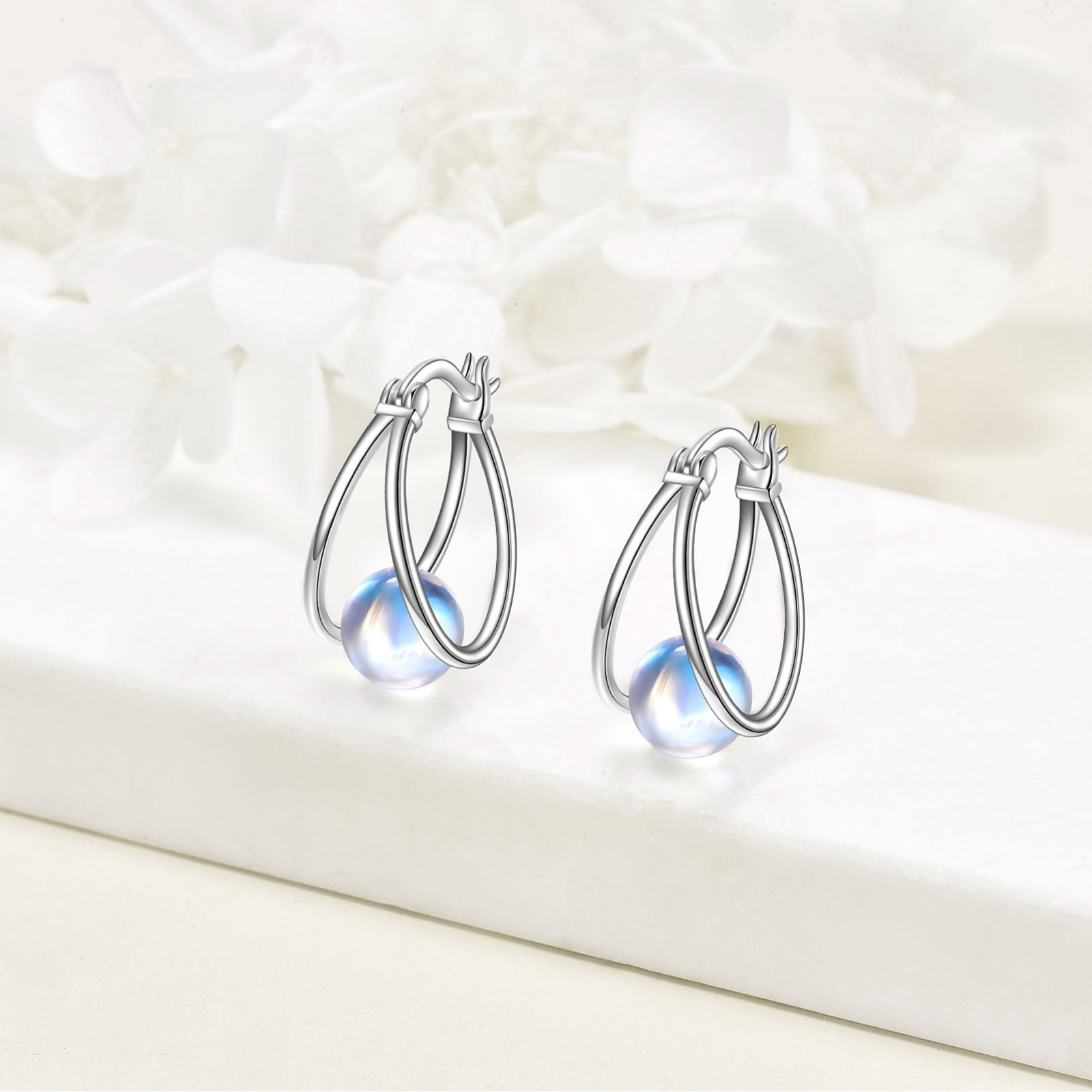 synthetic   earrings for women 925 sterling silver double hoop earrings synthetic   jewelry gemstone hoop earrings Product details 0