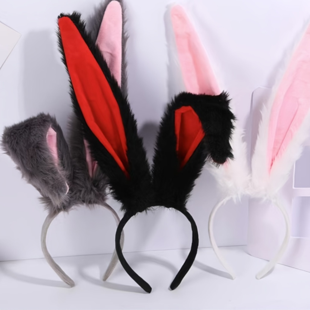 

Fabric Bunny Ears Headband Set - Cute Sweet Animal Cartoon Style Hairbands, Color Matching Dress Up Accessories, Costume - Faux Fur Plush Cosplay Ear Headpieces, Multi-pack