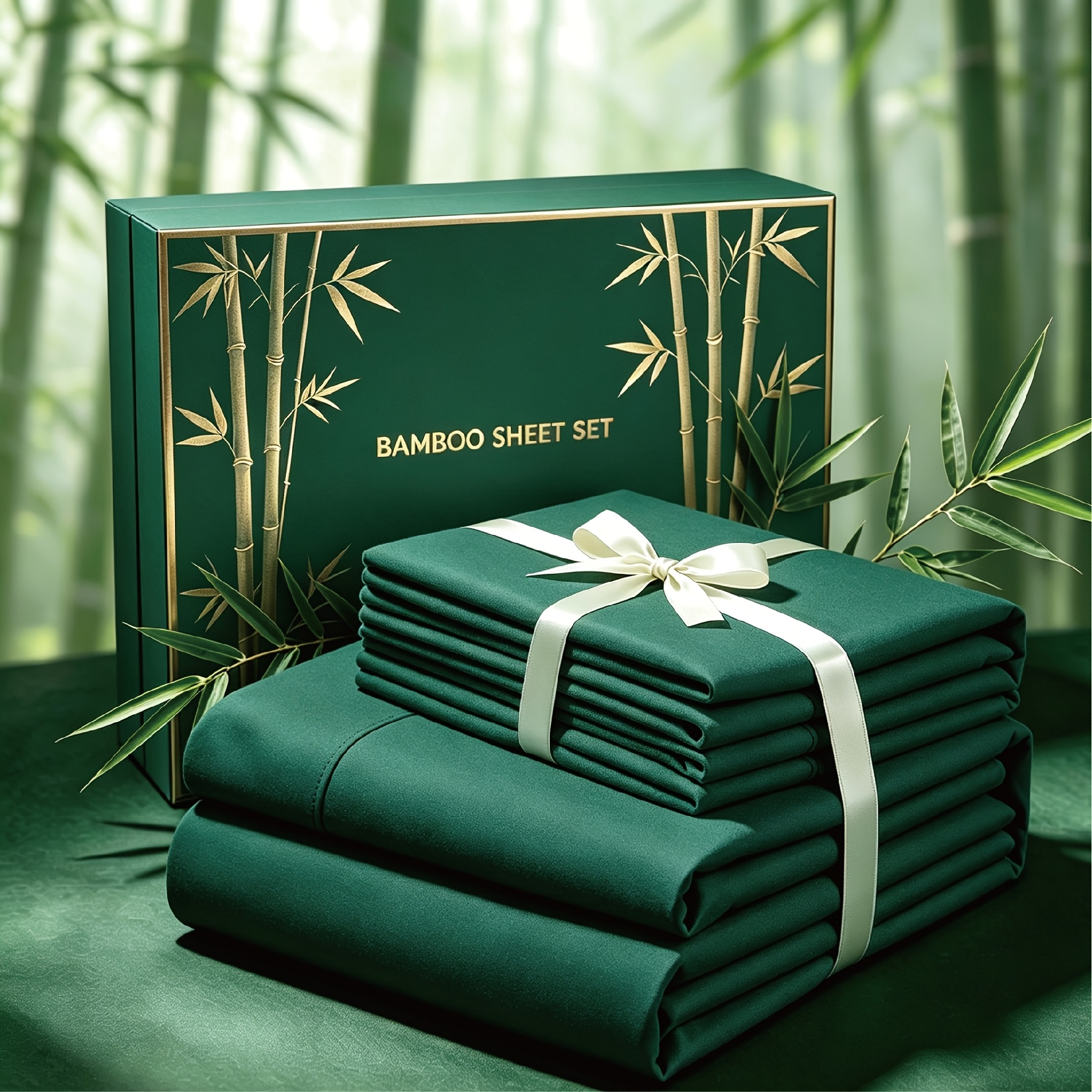 TEMU 4pcs Cooling Bamboo Fiber Bed Sheet Set, Ultra Soft, Summer Essential. Features 18-inch Deep Pocket, Ideal For People Who Are Sensitive To Heat.