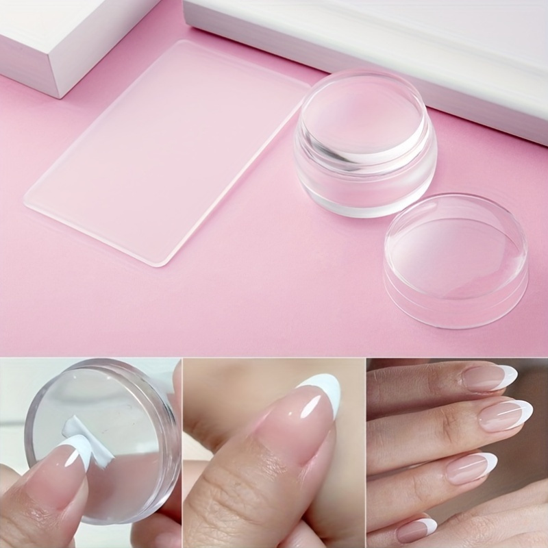 Nagelstempel-Set 4-teilig – Mit Silikonstempel & Schaber Für French-Nageldesign