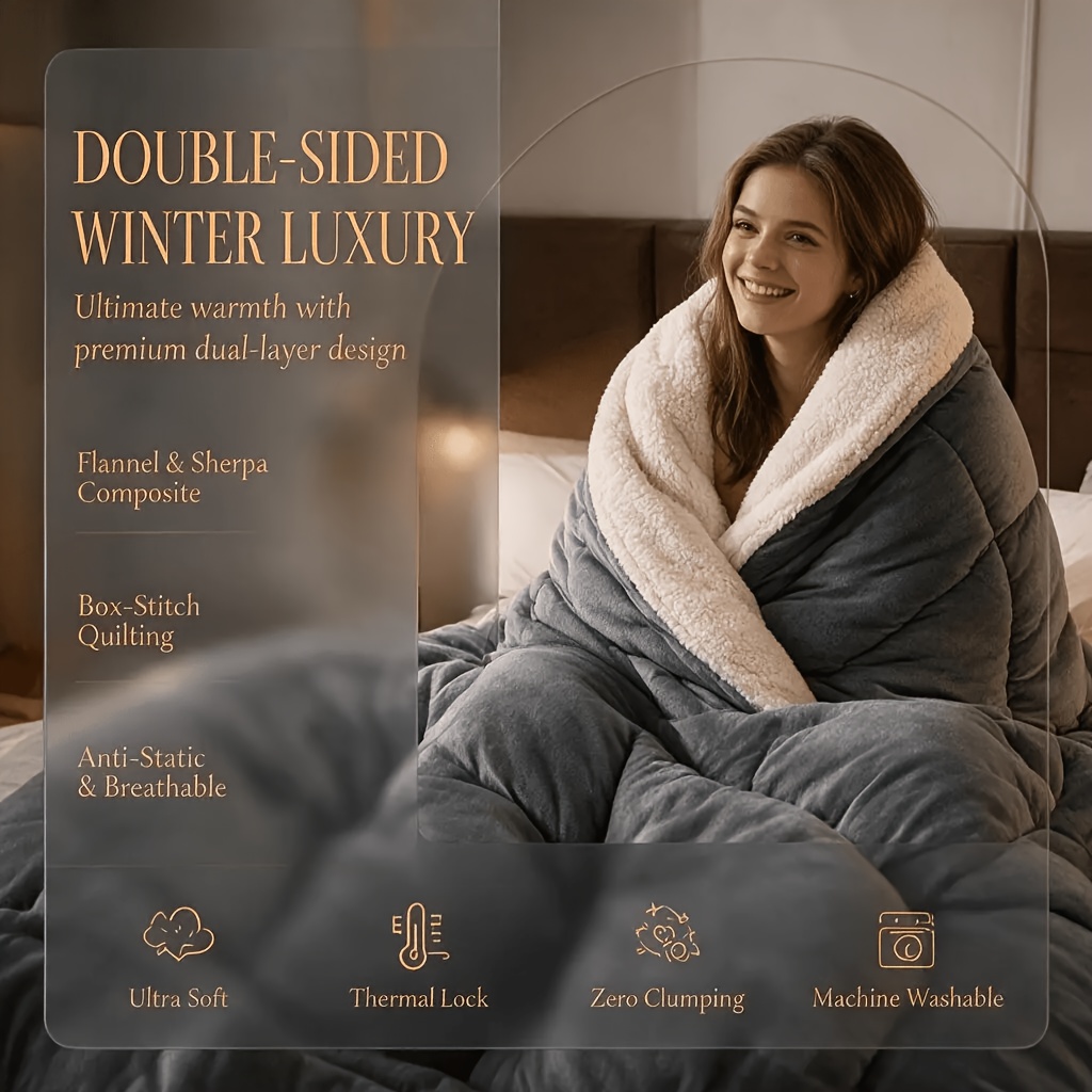 Image of Heavy Weight Winter Comforter For - Crystal Fleece, Anti-static And Cozy, Style Bedding For King, Queen, Full, Twin