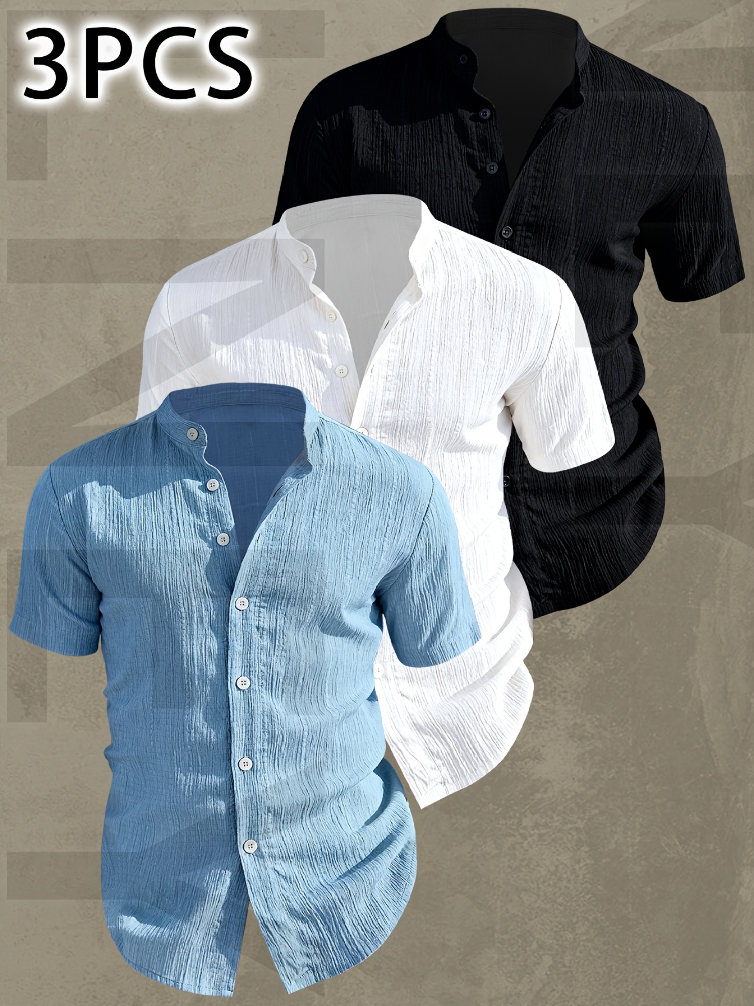 3-Pack Men's Casual Fit Breathable Button-Up Shirts