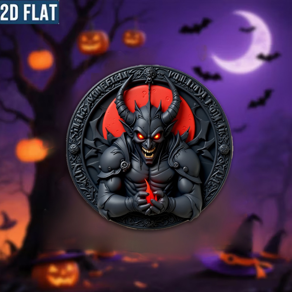 zdjęcie przedmiotu akrylowy   na lodówkę z płaskim, 2d wzorem groźnego   krampusa, idealny do gotyckiej dekoracji domu i   prezent na halloween i boże narodzenie