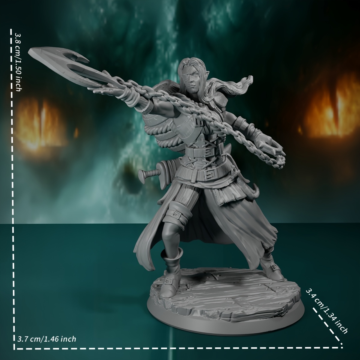 TEMU Hero - Renna de Doodslachter (Donkere Elf Piraten) 25mm Ongeverfde Miniatuur voor D&D & Rollenspellen - ABS Tafelgaming Accessoire, Donkere Elf