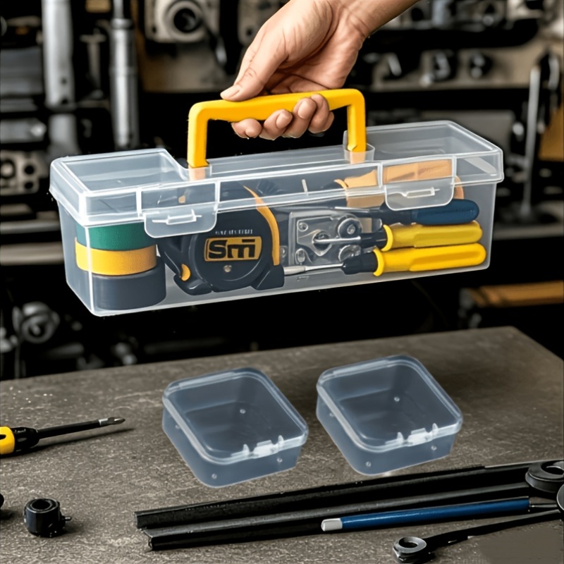 TEMU Set da 3 pezzi (Cassetta degli attrezzi lunga con e 2 cassette degli attrezzi corte), scatola porta attrezzi portatile con , scatola e organizer