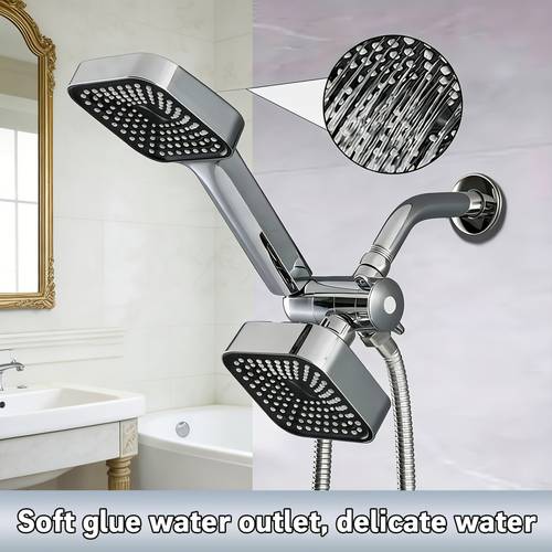 2 in 1 handheld shower head and hose set with high pressure shower system heavy duty abs wall mounted set features a t control polished end for full body coverage no electrical complete modern bathroom upgrade