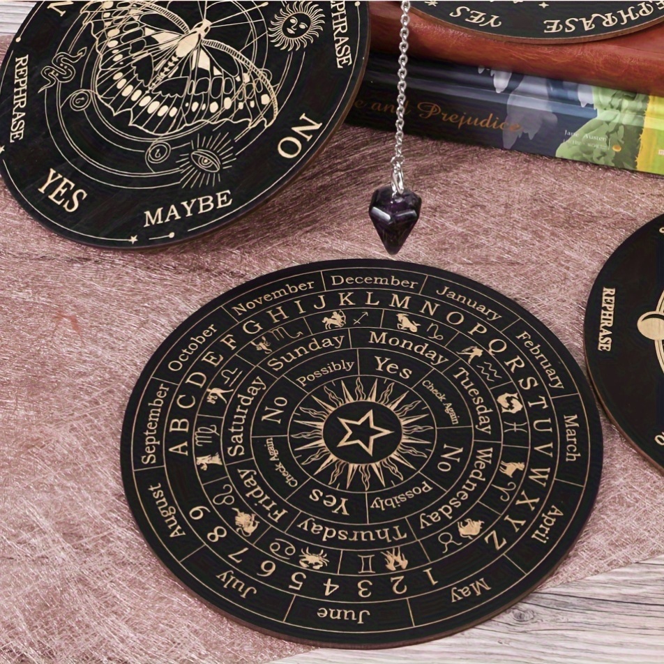 4pcs pendulum board   constellation pendulum board set   moon phase supernatural message board with pendulum crystal necklace
