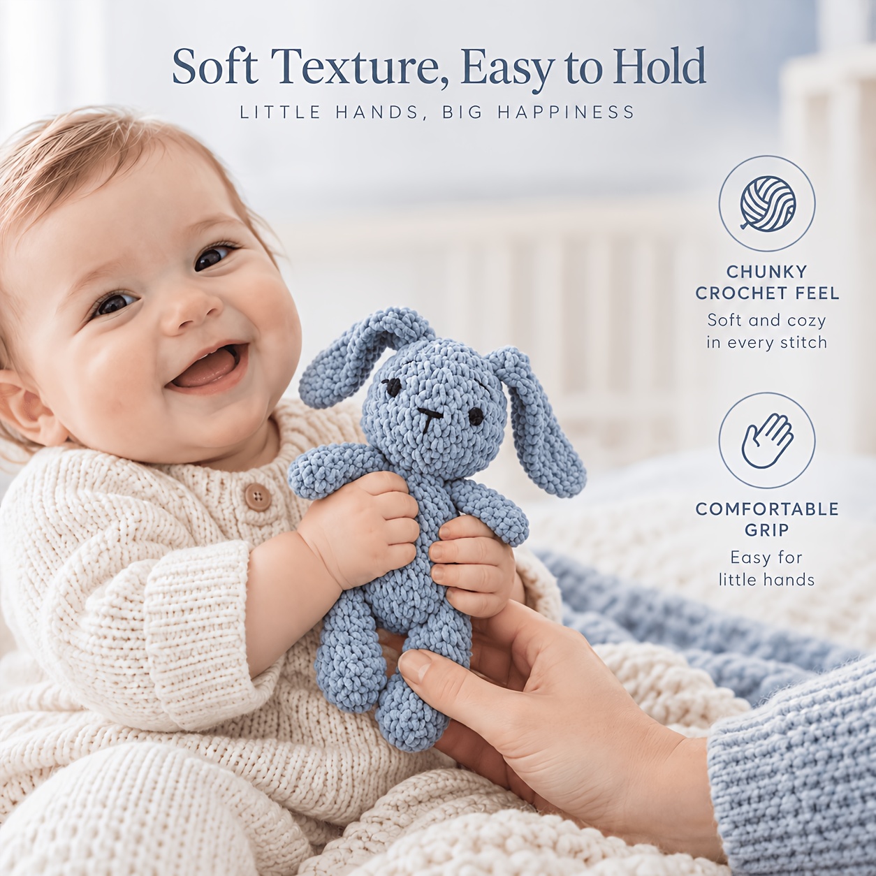 TEMU Handmade Crochet Baby Pacifier Rattle Toy, 3d Cute, Matching, Rich Details, Built-in Clear Bell, Attracts Baby's Attention, Stimulates Auditory