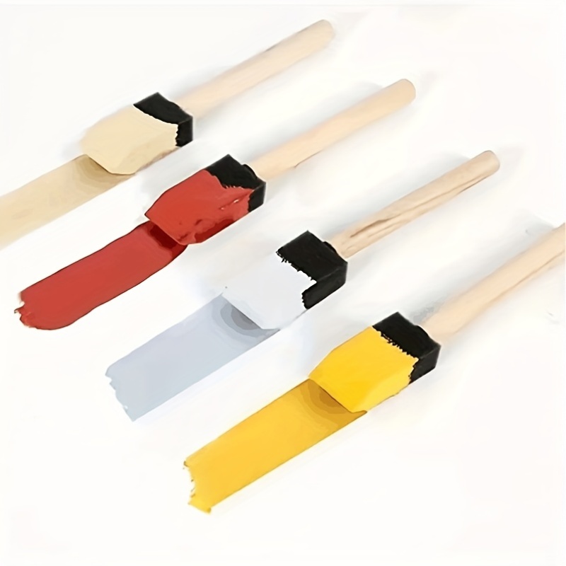 6-Pack Wooden Handle Foam Brushes for Painting