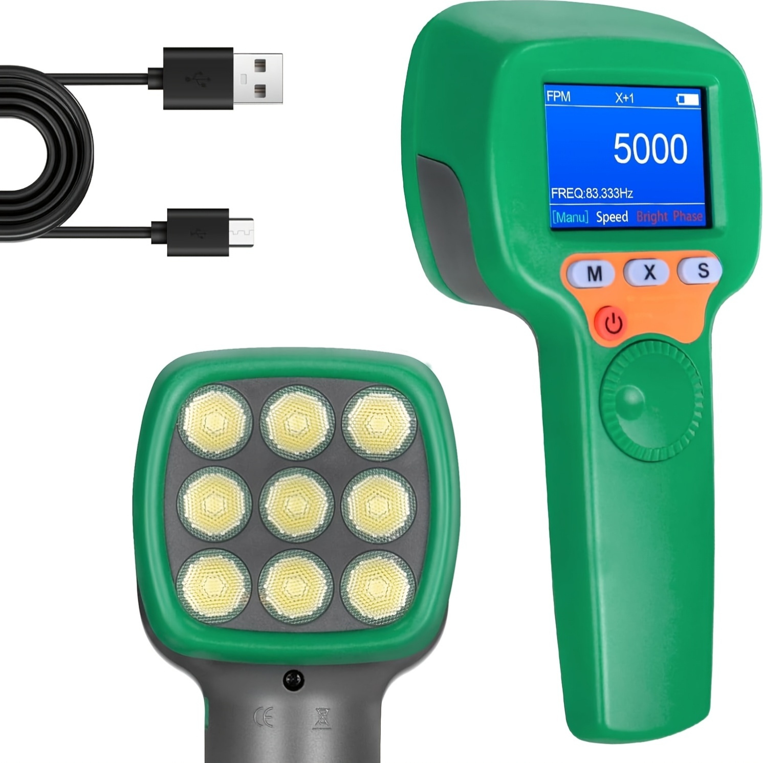 1pc   handheld   tachometer 60 999999 rpm fpm 0 001   lcd display non slip plastic battery powered rechargeable for automotive engine gear motor speed measurement and  