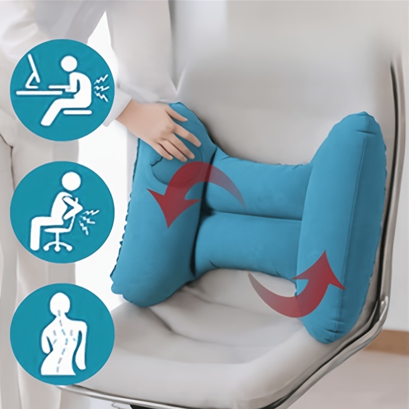 TEMU Almohada lumbar auto-inflable de H, cojín para aliviar la fatiga en la espalda, soporte para silla de oficina, asiento de viaje en avión,
