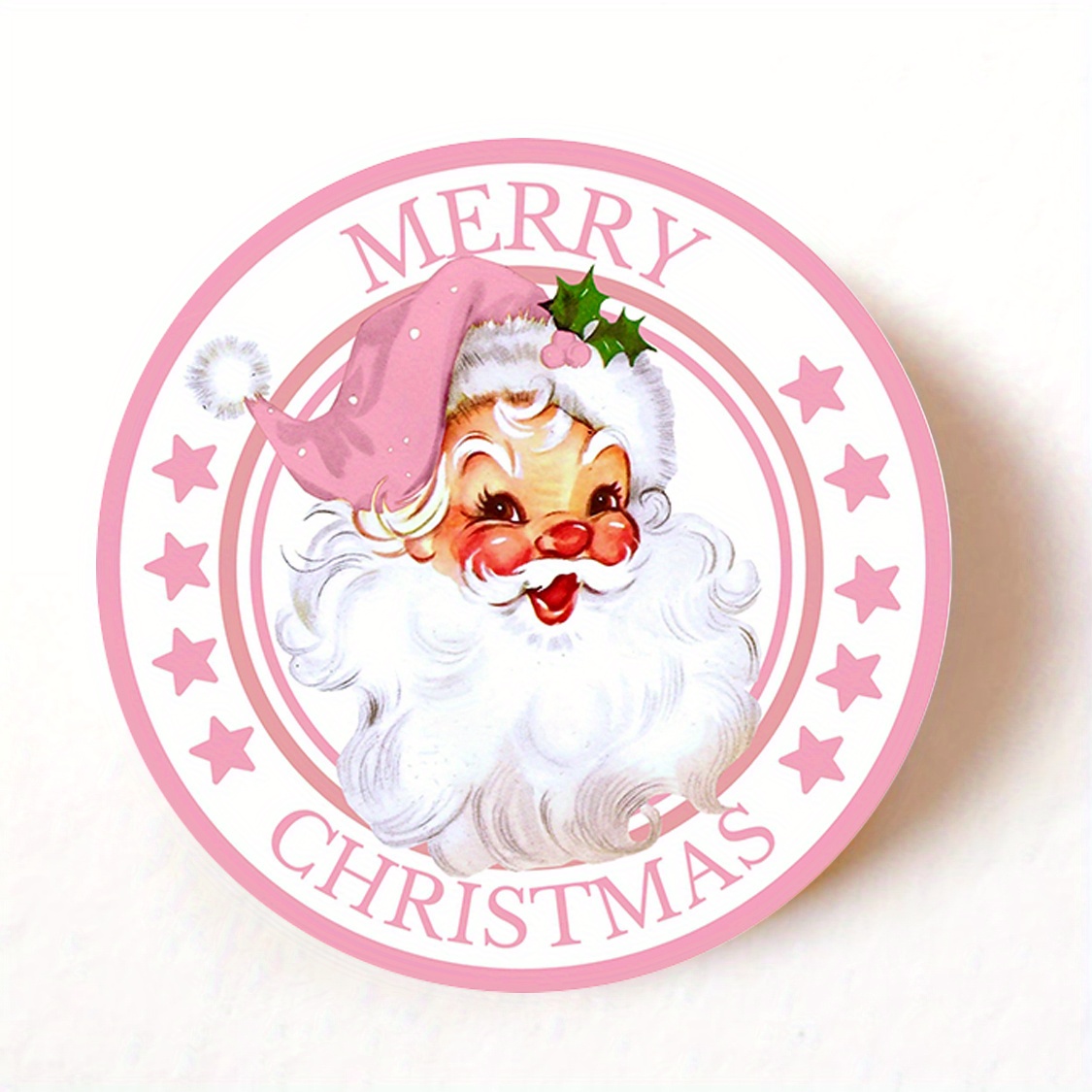 festive santa claus pink round labels christmas party gift - Temu United Kingdom