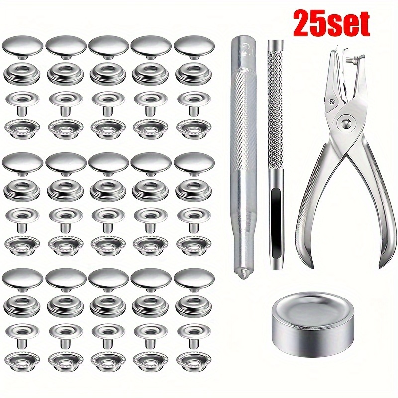 TEMU 25- Stainless Steel Snap Kit With 15mm Heavy Duty Snap Button  , , And 3 Setting Tools - For , , Bag, , And Diy Crafts