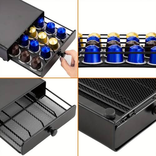1 para 40 Cápsulas de Café, Compatible con Nespresso | Soporte y Organizador de Cápsulas de Café de Encimera para 40 Cápsulas - Negro, Almacenamiento de Cápsulas de Café, Organizador de Cápsulas de Café, Contenedor de Cápsulas de Café