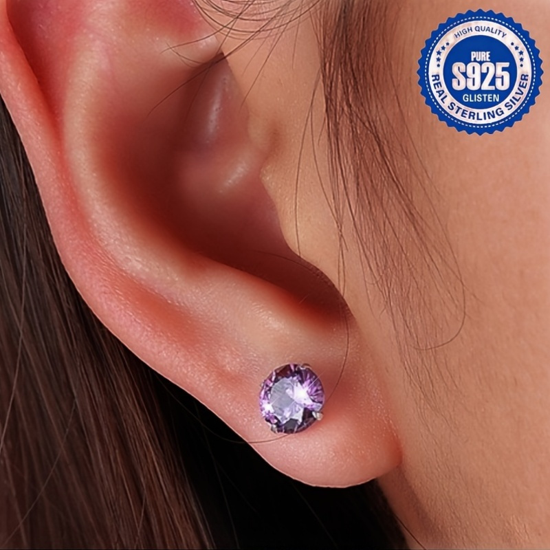 2 Pack S925 CZ Stud Earrings Boho Style Hypoallergenic Jewelry