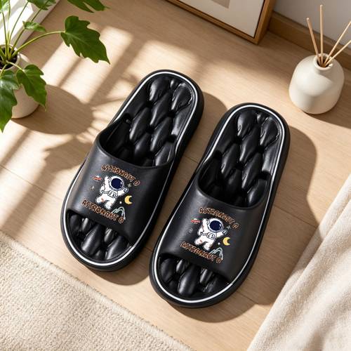 1 par de sandalias de talla con estampado de astronauta—ideales para exteriores, playa, interiores y dormitorio; y casuales—perfectas para el hogar, el baño y