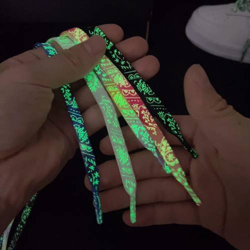 three pairs of luminous shoelaces 120cm luminous thickened flat bottomed fluorescent shoelaces suitable for sports shoes durable