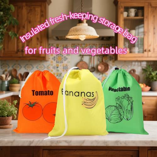1 3pcs 3 color thermal bags for lunch orange insulated reusable tote with aluminum foil lining leakproof drawstring grocery bag 27x35cm lunch bag cooler bag orange citrus thermal tote