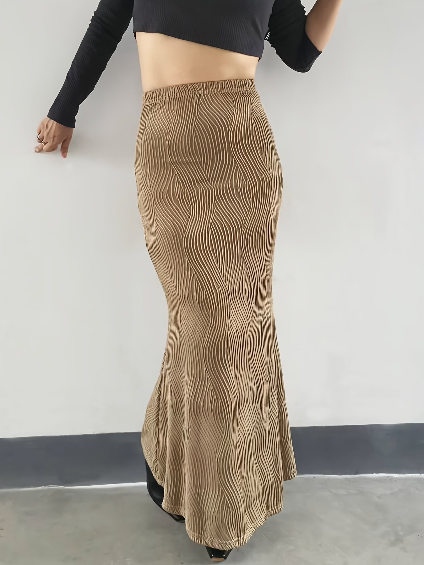 【eaphi】gradation wave knit skirt elegant wave pattern knit skirt women polyester blend - Temu