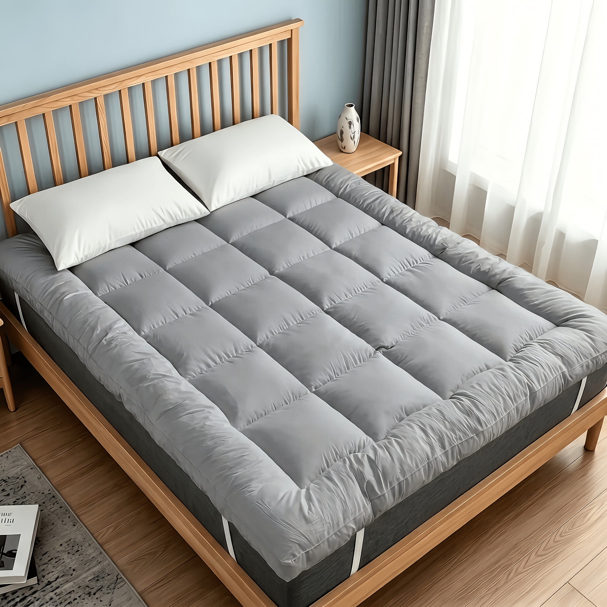 TEMU Protector de colchón ultra , Tatami japonés, Colchón delgado relleno de 800Gsm calidad de 8CM, Alfombra coreana para , Futón lavable a máquina,