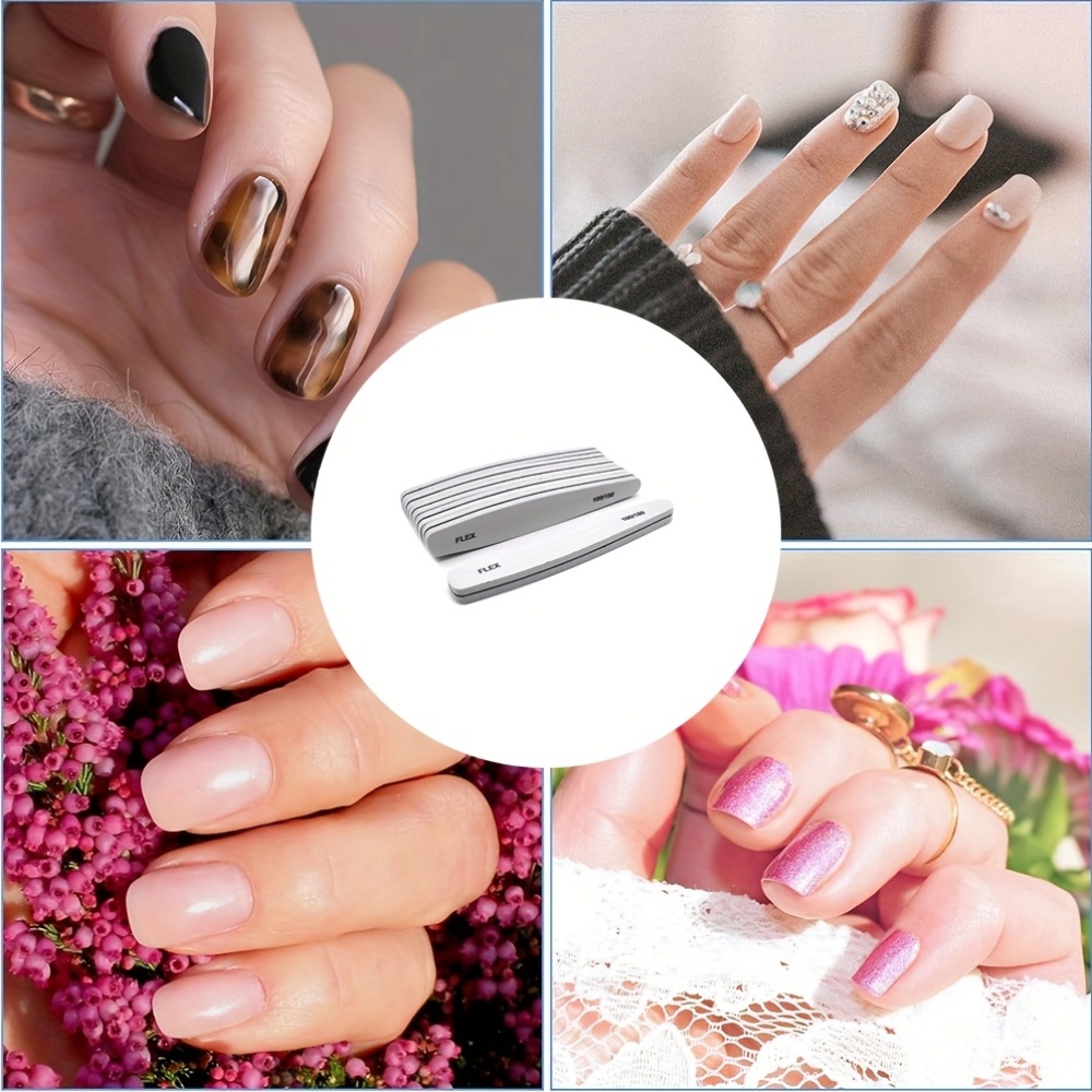 5 Sponge Nail Files with 100/180 Grit for Buffing & Polishing