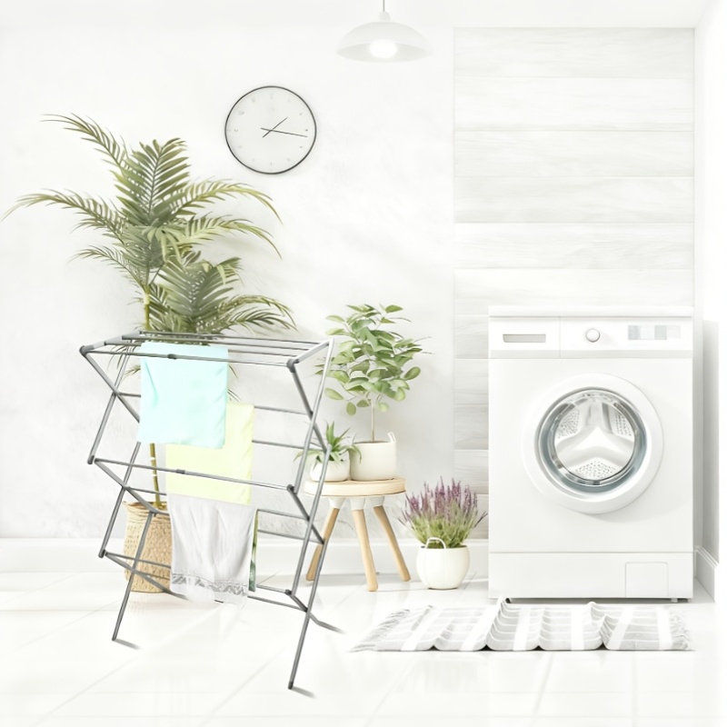 Expandable Three-Tier Drying Racks for Clothes, Collapsible Airer for Laundry And Towels, Designed to Save Space, Suitable for Indoor And Outdoor Hanging, Lightweight And Compact, Folds for Easy Storage, Made of Steel, Ideal for Air-Drying Garments