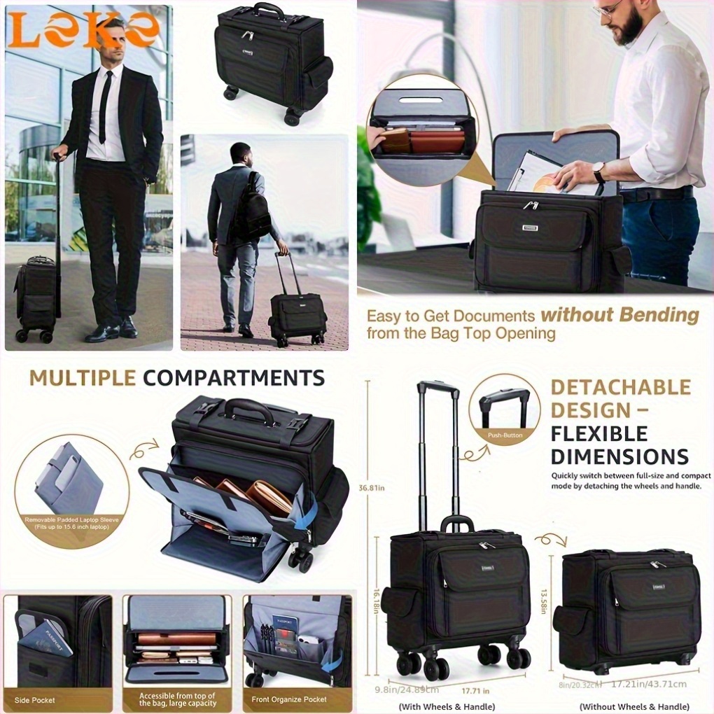 rolling laptop bag 15 inch rolling laptop briefcase Temu