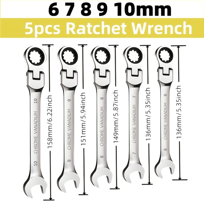 TEMU 12-pc/5-pc Ratchet Wrench Set, 72-tooth Quick Release, , Sockets & Extensions For Auto Repair & Home Use