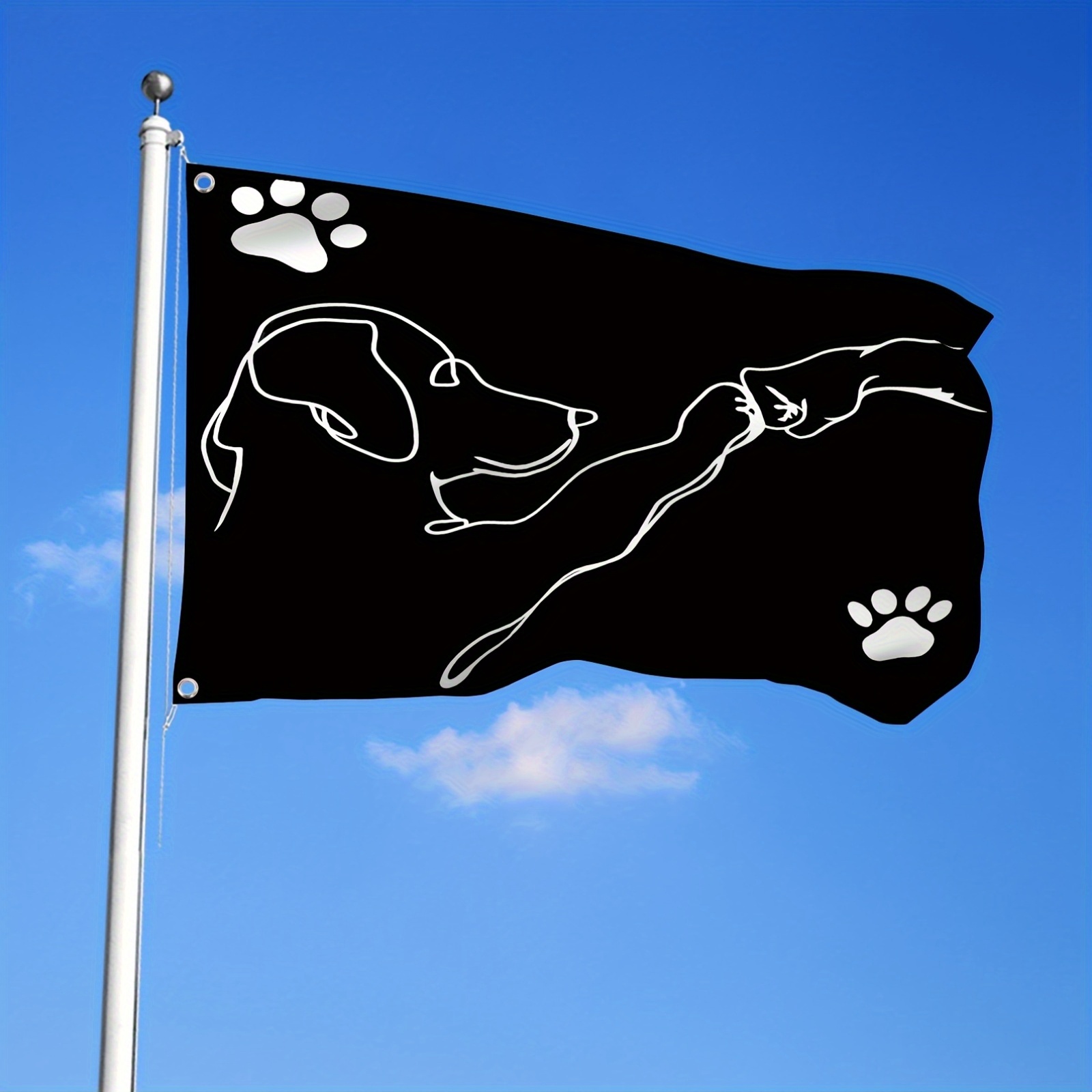TEMU 1pc Dog And Human Friendship Flag - Black Design With , Perfect For Outdoor And Indoor Wall Hanging Decor, Ideal Gift For Pet Lovers, Includes